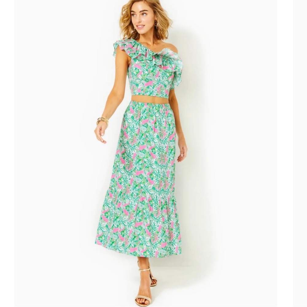 NWT Lilly Pulitzer Kasida ruffle set botanical green just wing it